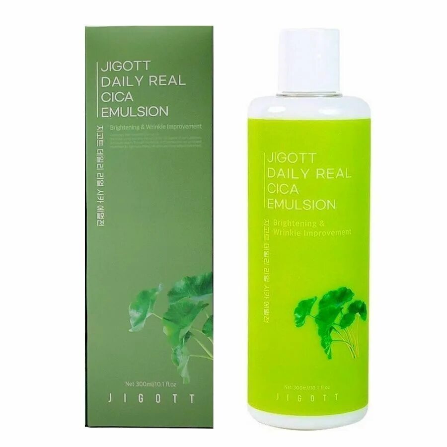 Успокаивающая эмульсия. Jigott daily real cica emulsion. jigott ultimate real collagen emulsion 300 мл. интенсивная эмульсия с центеллой азиатской bergamo cica essential intensive emulsion. крем для лица с центеллой азиатской jigott daily real cica cream 150 мл..