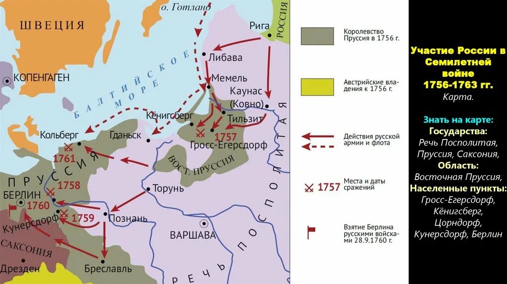 Карта войны 1.12 2. Россия в семилетней войне 1756-1763. Итоги семилетней войны 1756-1763.