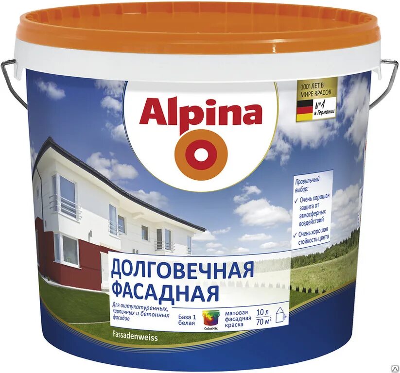 Какая краска для фасадных работ лучше. Краска долговечная фасадная Alpina. Альпина долговечная интерьерная 5л. Краска Alpina долговечная фасадная база 1, 5 л. Альпина фасадная Силикатная краска.