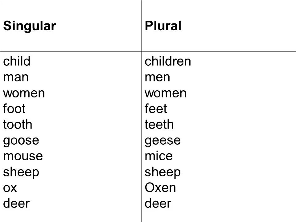 Foot mouse child man. Noun singular and plural правило. Примеры Noun singular и plural. Singular and plural исключения. Plural Nouns презентация.