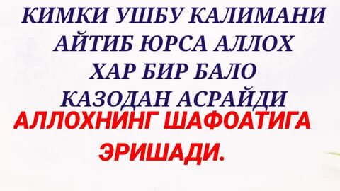 Калима узбек тилида