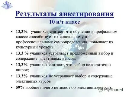 Анкетирование 10 класс