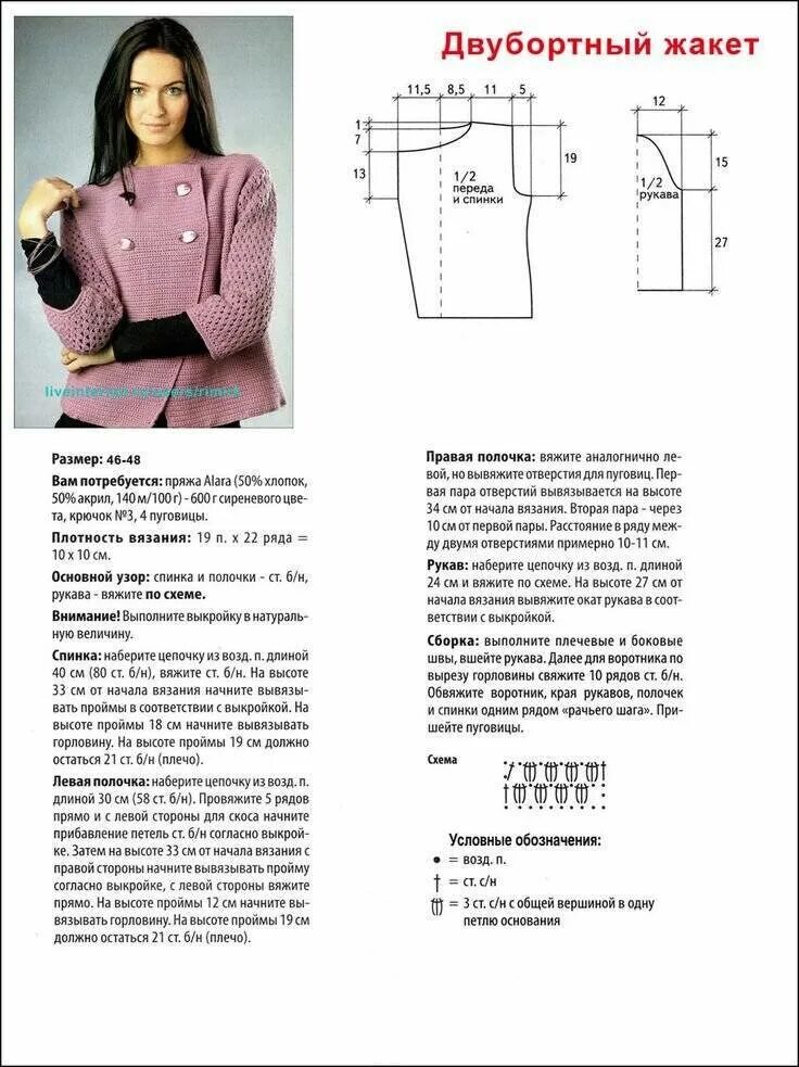 Связать жакет спицами описание