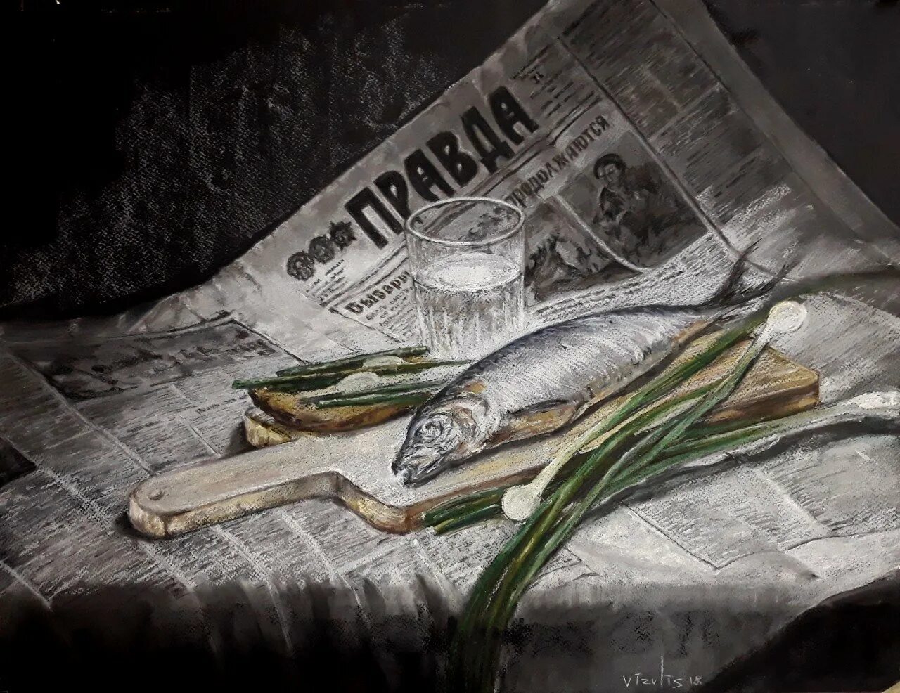 Здесь рыбу заворачивали. Натюрморт с рыбой. Селедка на газете картина. Натюрморт с рыбой и газетой. Натюрморт с селедкой.