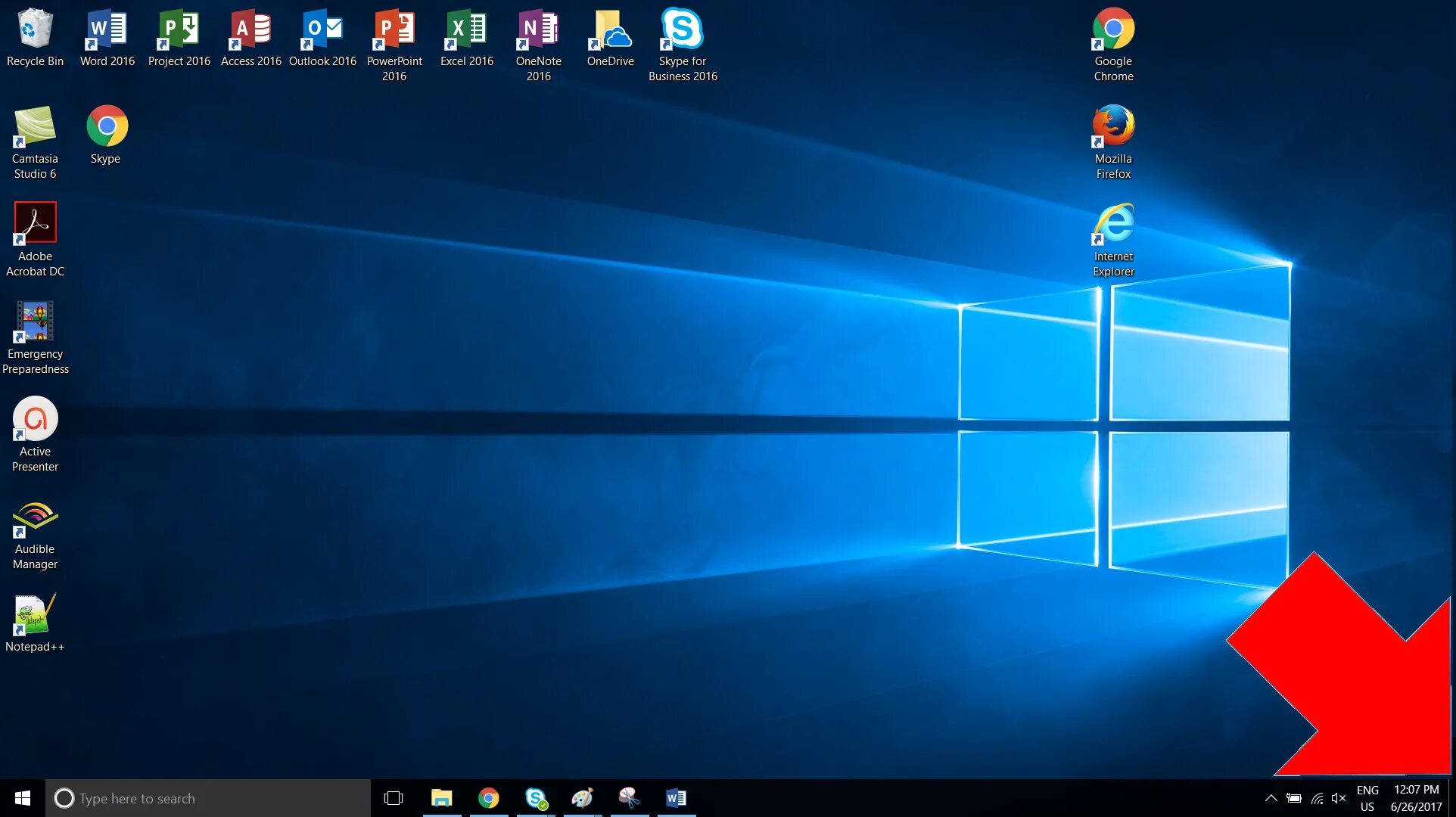 Windows Active desktop. Active desktop. Bottom right. Bottom corner