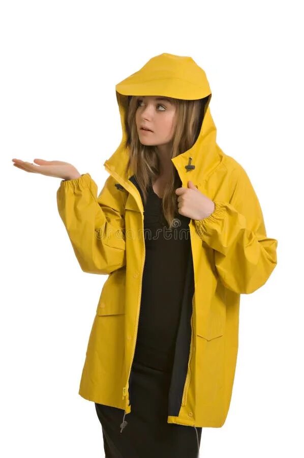 Девочка в желтом плаще мем Little girl in yellow raincoat the rain Royalty Free Vector