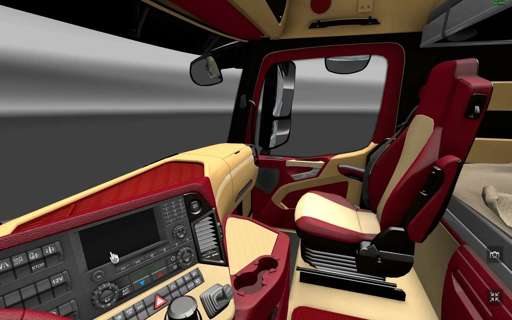 Скачать ETS 2 "Чёрно-коричневый интерьер для Даф евро 6"