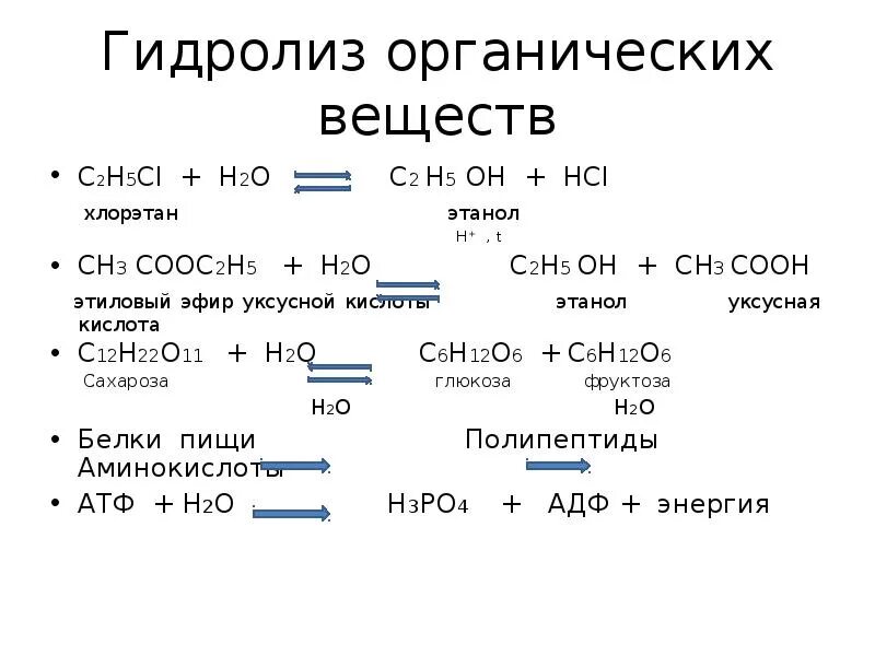 Какие вещества образуются при гидролизе белков. Соли органических кислот гидролиз. Уравнения реакций гидролиза органических соединений. Гидролиз это в химии в органических соединениях. Из этанола хлорэтан реакция.