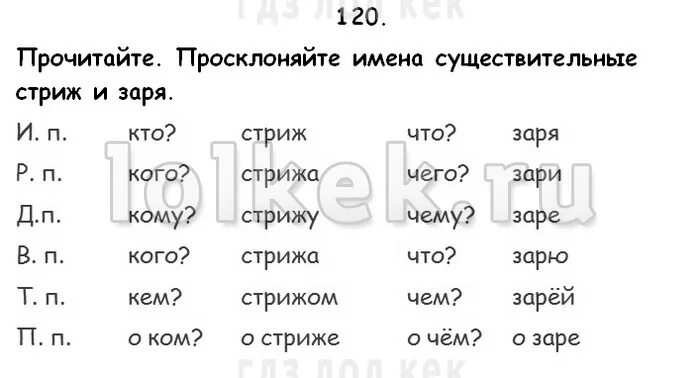 Ульянова рабочая тетрадь русский язык 4 класс. Просклоняйте имена существительное Стриж и Заря. Склонение слова Заря. Прочитайте просклоняйте имена существительные Стриж и Заря. Просклоняй слово Заря.