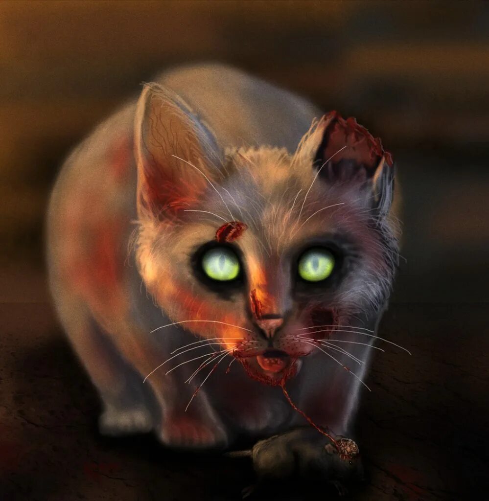 Как выглядит зомби кот Catmosis, Daniel Zrom Cat art, Creepy cat, Animal art