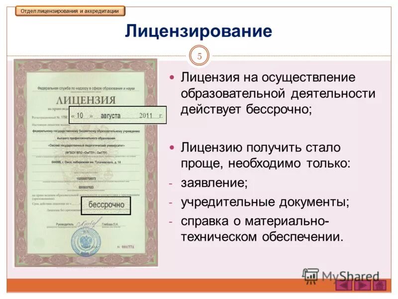 отдел лицензирования и аккредитации