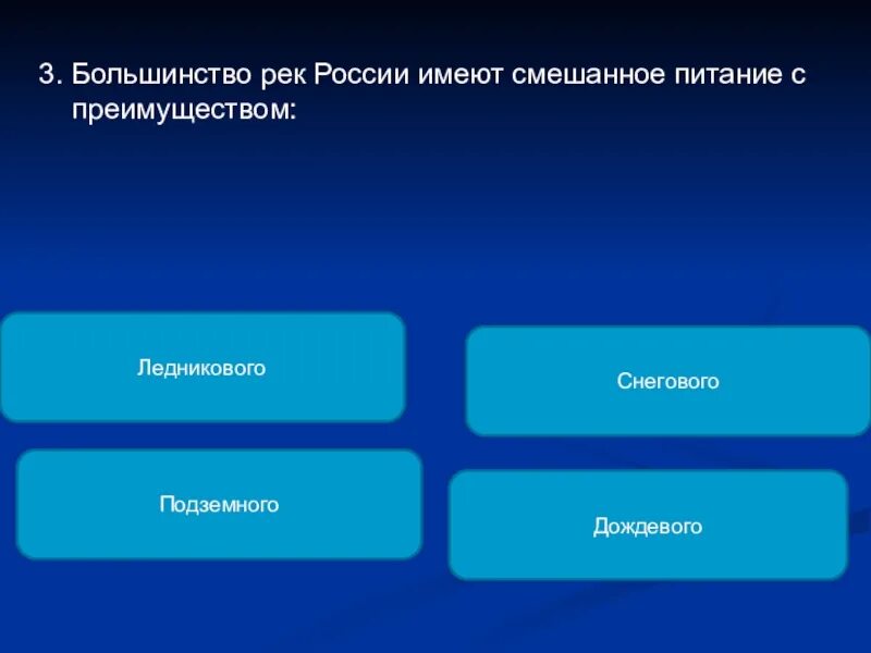 Какие реки америки имеют преимущественно снеговое питание. Большинство рек России имеют питание. Смешанный Тип питания рек. Какое питание имеют реки России. Типы питания рек России.