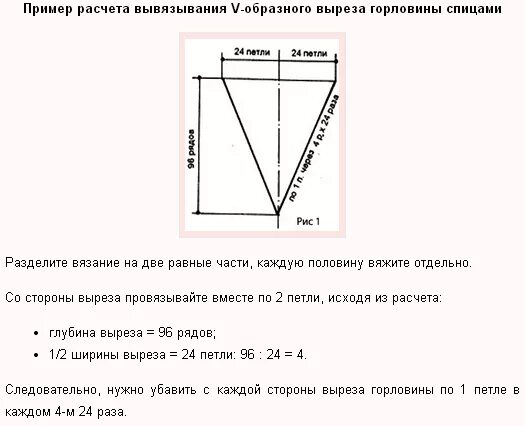 Как вязать v образную