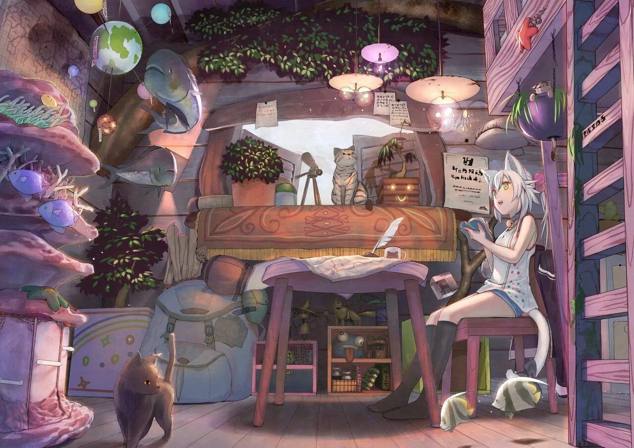 Strange neko town. Девушка с кошкой арт. Кицунэ арт девушка. Hakui koyori art. Fantasy earth zero.