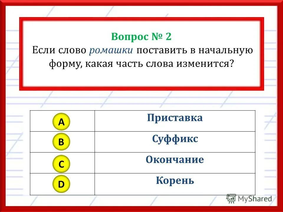 Тест 3 части слова