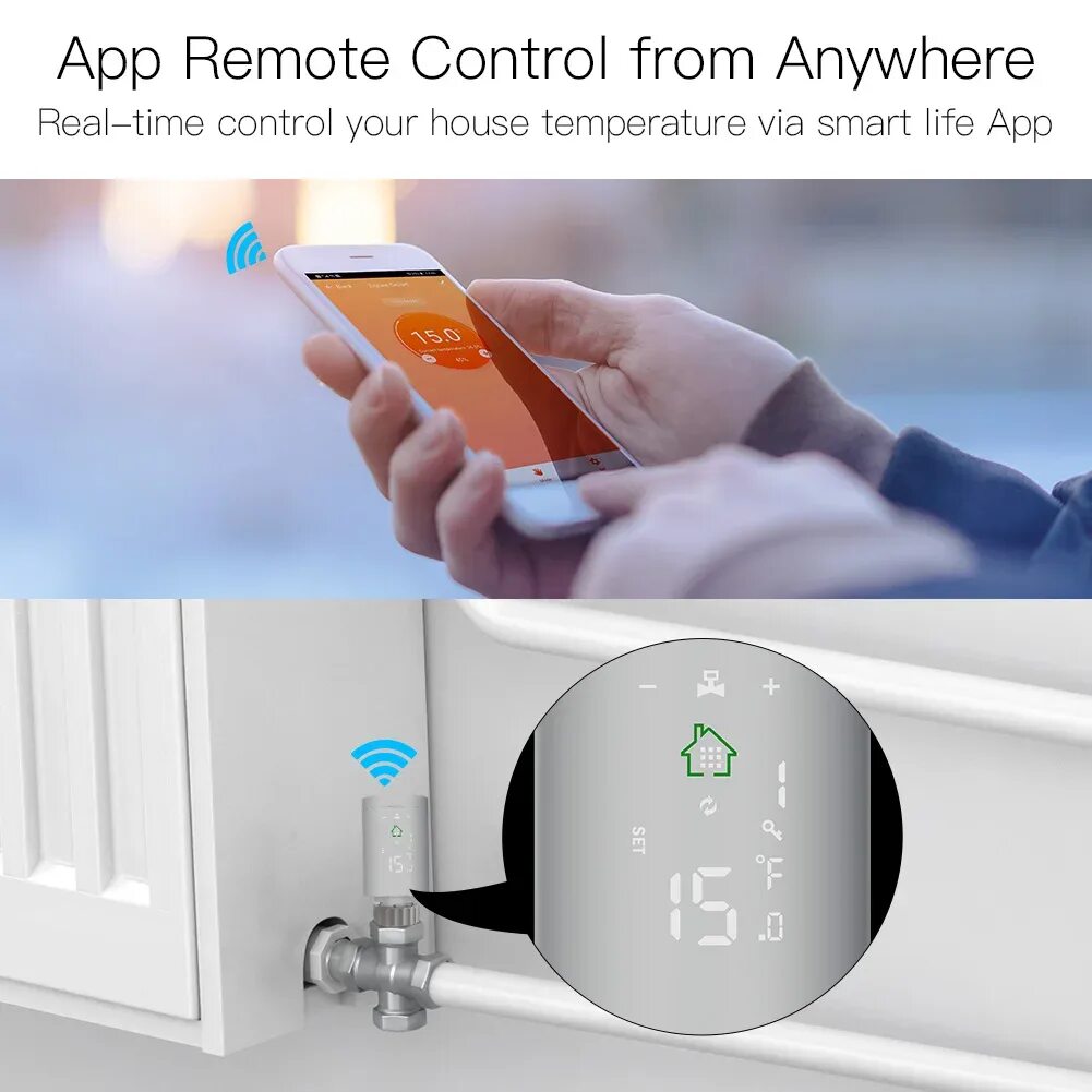 Умный терморегулятор для радиатора от мтс. Термостат tuya zigbee 3.0. радиаторный термостат tuya zigbee. умный терморегулятор для радиатора zigbee. термоголовка tuya zigbee.