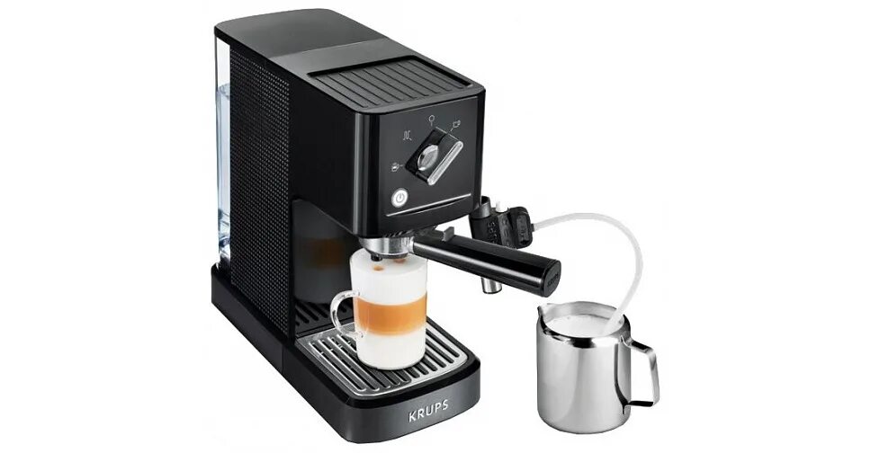 Кофеварка с капучинатором видео. Krups Espresso pompe Compact xp345810. Кофеварка рожковая Krups. Рожковая кофеварка Крупс. Кофеварка рожковая Krups [p4050.