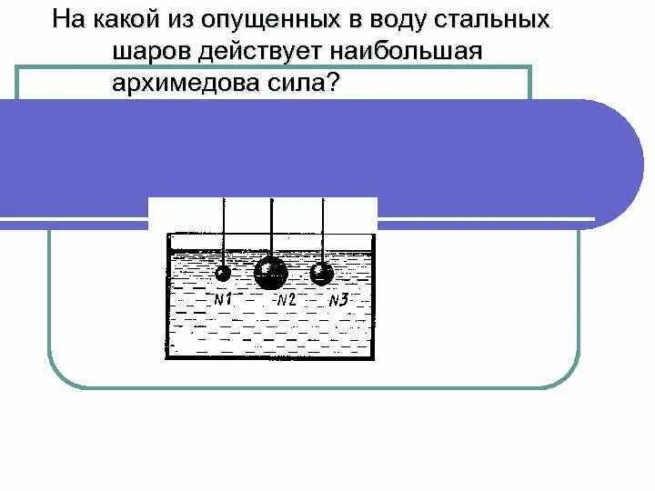 Какая архимедова сила действует на чугунный шар. На какой шарик действует большая Архимедова сила. На какой из шаров действует наибольшая Архимедова сила. На какой шар действует большая Архимедова сила. На какой из шаров действует большая сила Архимеда.