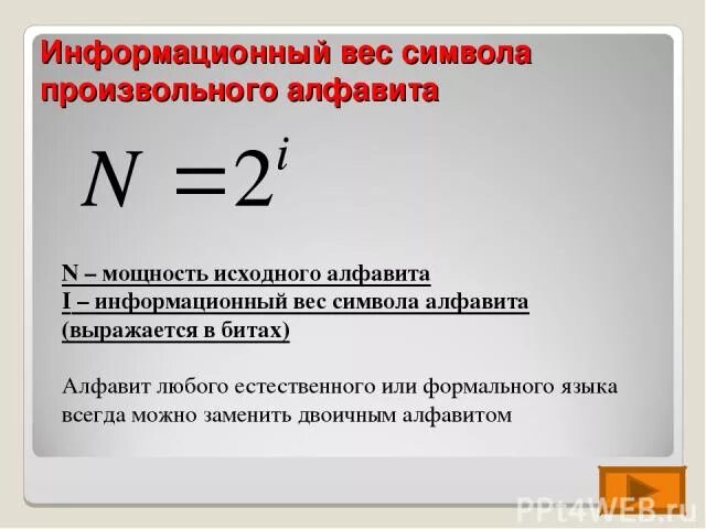 Информационный вес символа. Мощность алфавита и информационный вес символа. Информационный вес произвольного символа. Информационный вес одного символа алфавита. Определите вес одного символа