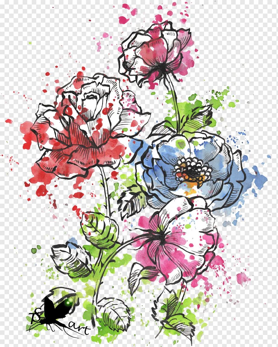 Акварельный контур. Акварельные цветы. Цветы рисунок. Акварельная иллюстрация цветы. Нарисовать цветы.