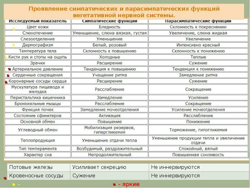 Функции симпатической и парасимпатической нервной системы таблица. Функции отделов вегетативной нервной системы таблица. Влияние симпатической нервной системы на таблица. Влияние на организм симпатического и парасимпатического отделов.