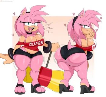 questionable, artist:jinusenpai, amy rose, bootyfull amy, busty amy, lookin...