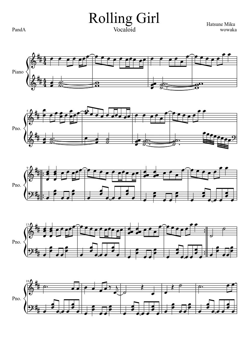 Rolling girl hatsune miku. Мику роллинг герл. Мику хатсуне роллинг герл. Rolling girl ата. Rolling girl piano notes.
