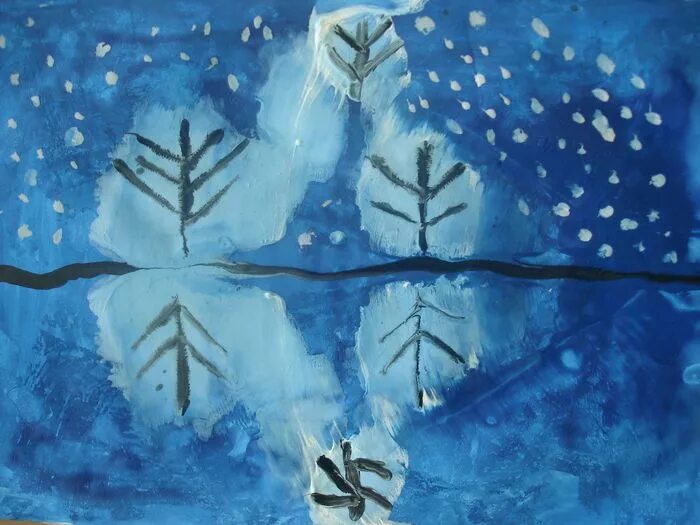Техника монотипия в живописи. Монотипия зимний лес. Монотипия зима. Монотипия зимний пейзаж. Монотипия техника зима.