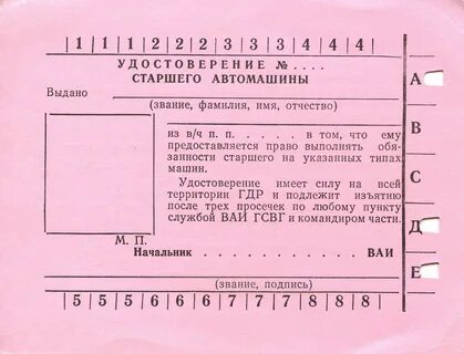 Карточка старшего