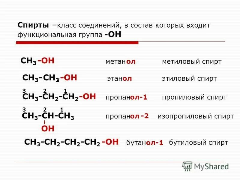 Метанол класс соединений