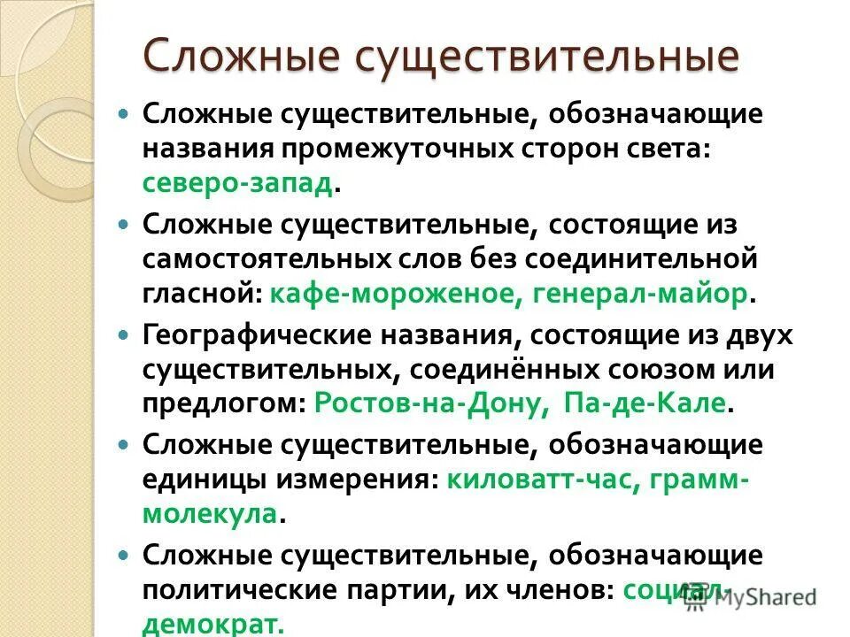 Сложные существительные текст