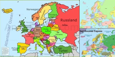 зарубежная европа на карте мира
