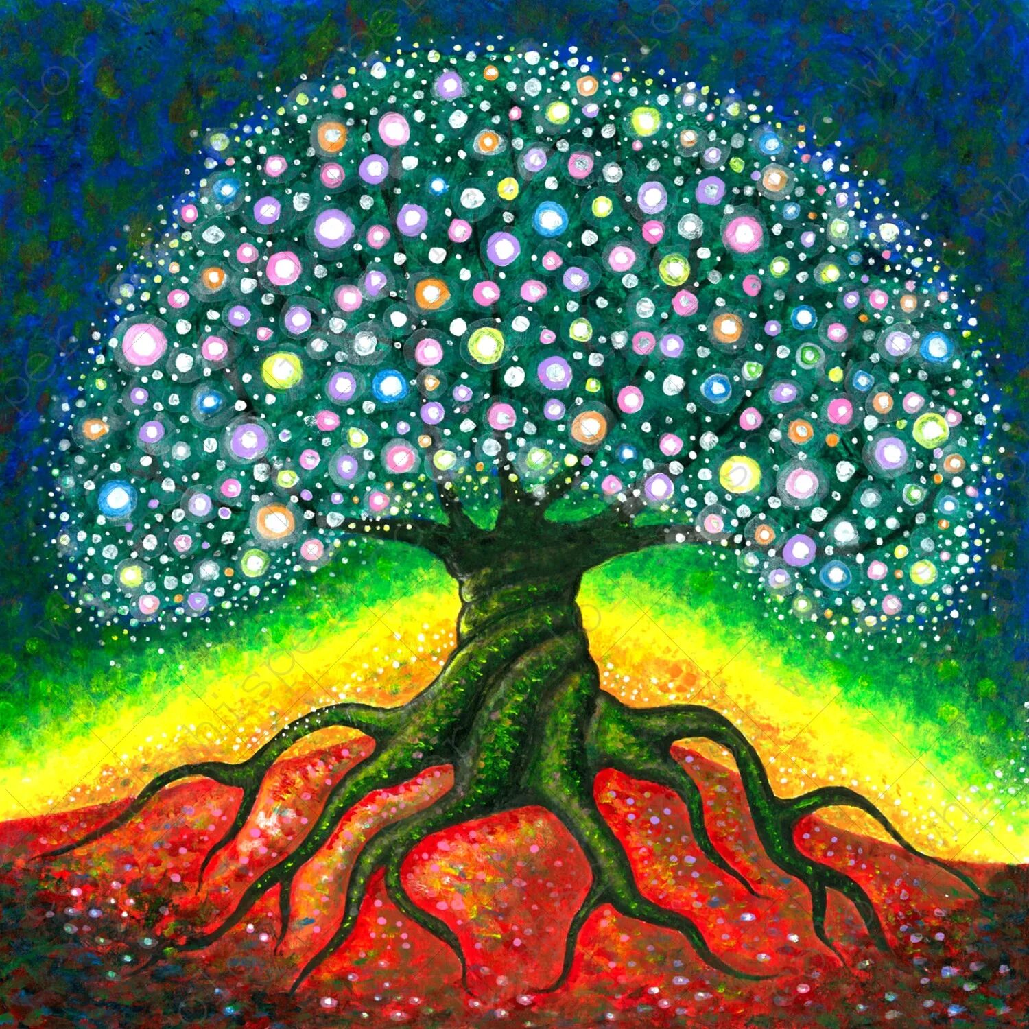 Дерево жизни. Сказочное дерево. Раскидистое дерево. Мировое древо ашваттха. Древо познания.