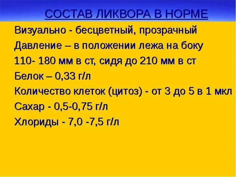 Белок в ликворе норма. Состав цереброспинальной жидкости в норме и при патологии. Ликвор норма. Состав ликвора в норме. Давление ликвора в норме.