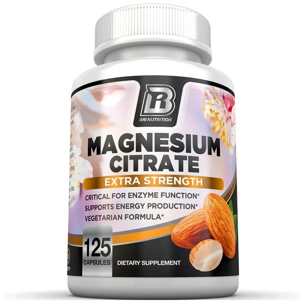 Bri Nutrition Magnesium магний 125 капс.. Bri Nutrition Magnesium Citrate 125 капс. Магний цитрат Bri Nutrition Magnesium 400 мг, 125 капс.. Magnesium Citrate, 400 мг,.