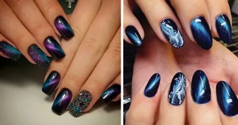 Рисунки кошачьим глазом на ногтях
