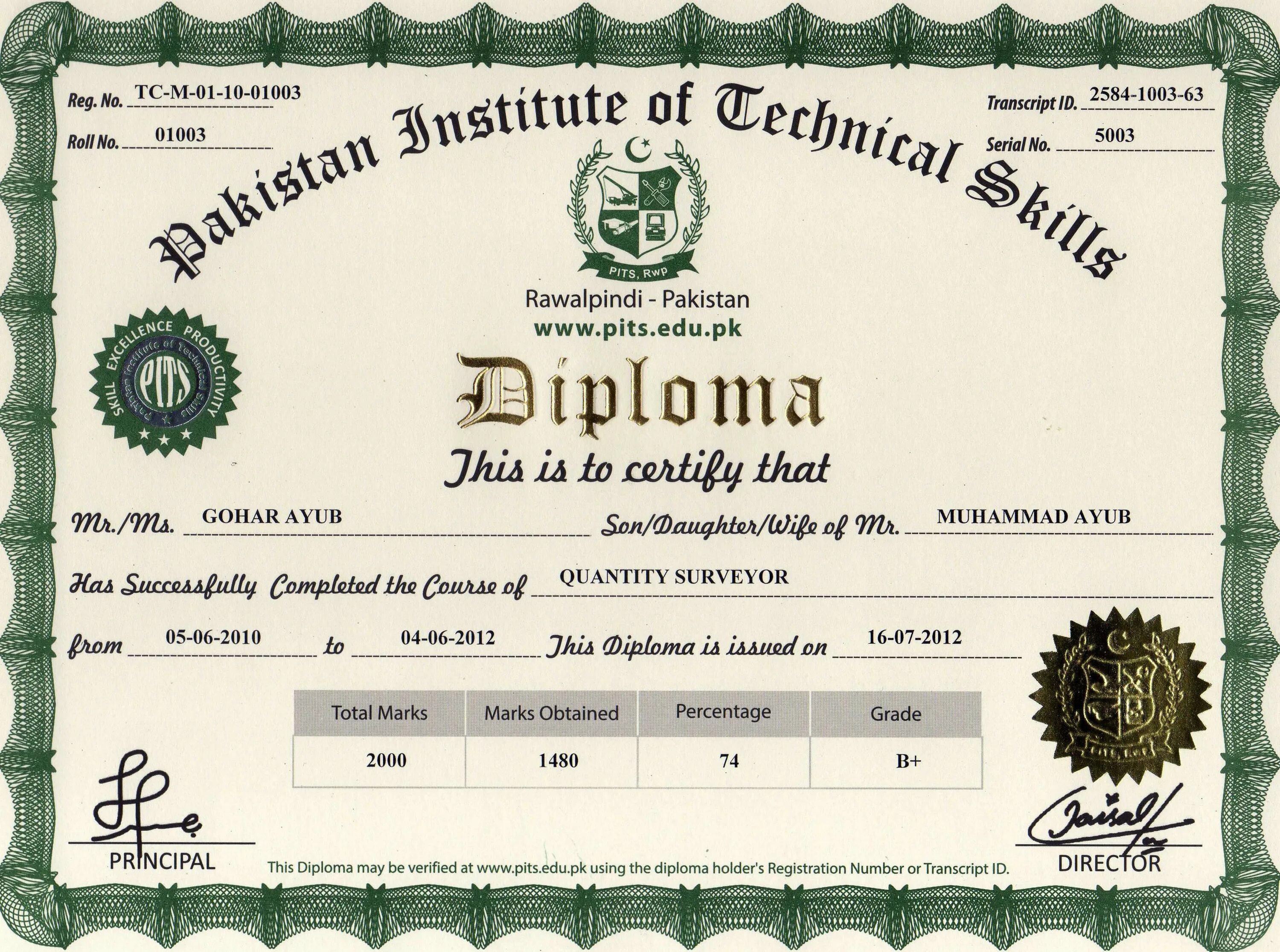 Peer certificate