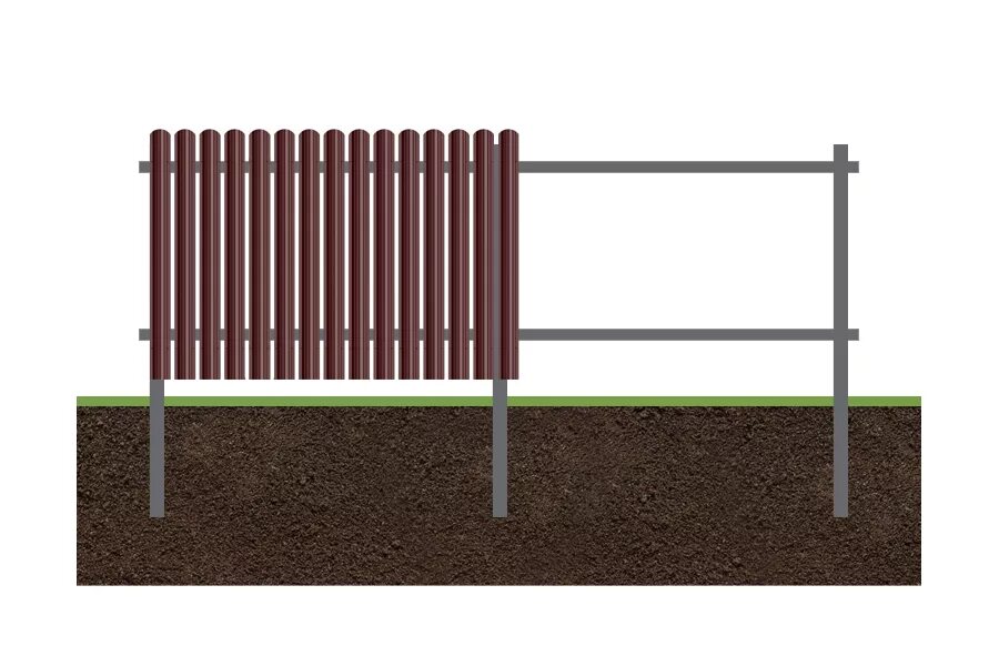 Деревянный забор на металлических столбах схема. Устройство забора. Схема установки столбов для забора из кирпича. Каркас для забора из металлоштакетника. Схема монтажа профлиста на забор с8.