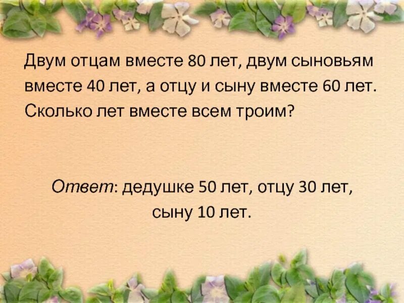 Отцу и сыну вместе 40 лет. Отцу и сыну вместе 60 лет. Задача про Возраст отца и сына. Сколько лет отцу. Когда моему отцу был 31 год