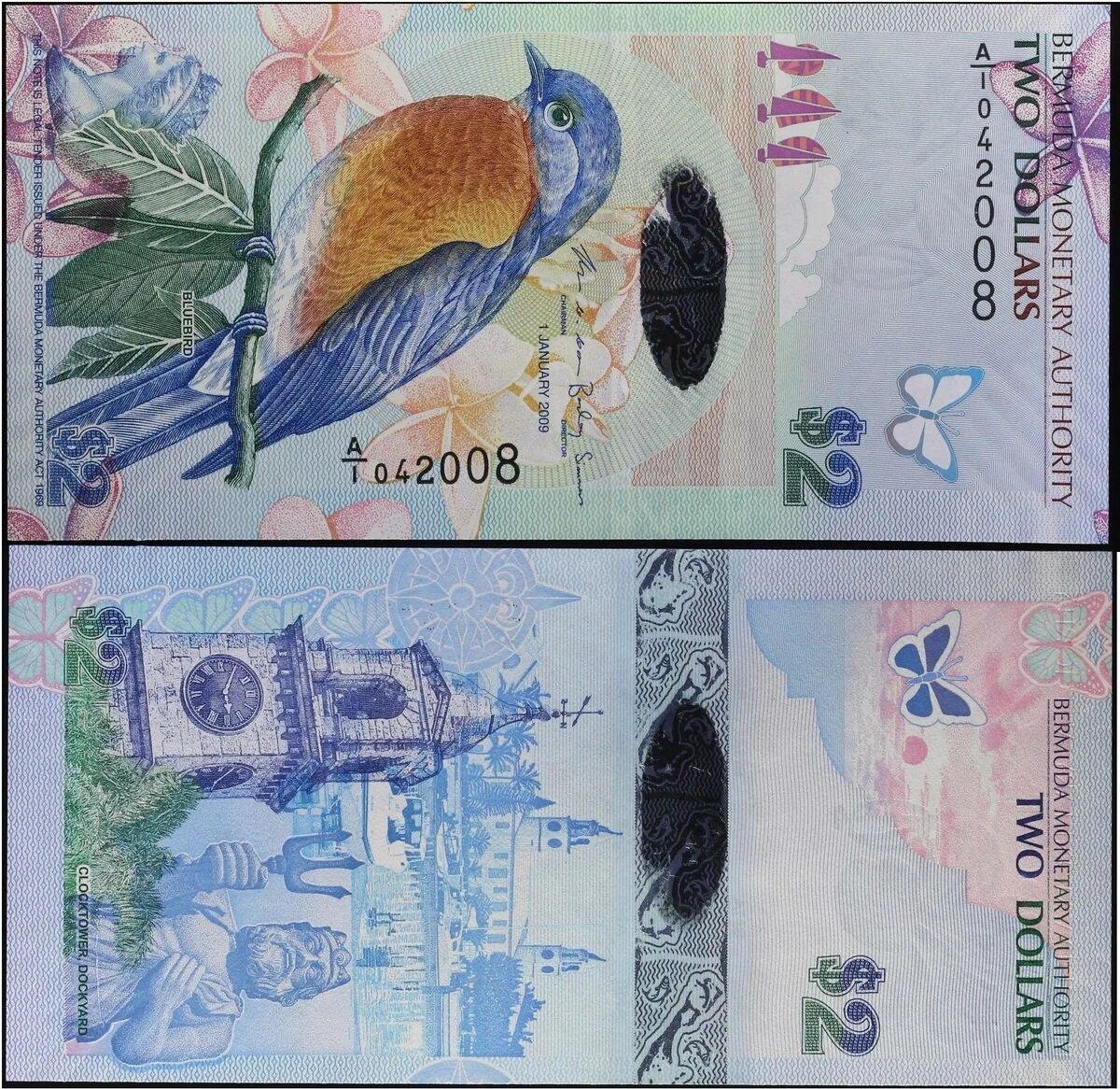 Купюры 2009. Банкнота 2 доллара бермуды. Бермуды: 2 доллара 2009 г.. Бермудский доллар купюры. Банкноты Бермудских островов.