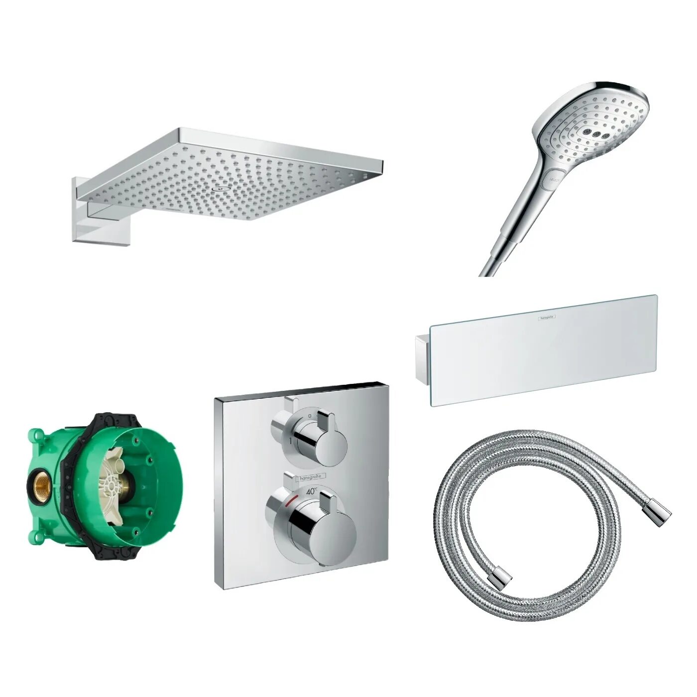 Hansgrohe скрытый монтаж. 15714000 hansgrohe термостат. 15714000 hansgrohe. душевой комплект хансгрое экостат. хансгрое душевая система скрытого монтажа.