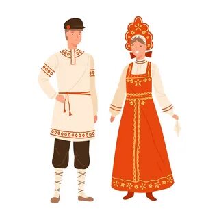 Русский костюм девушки и парня