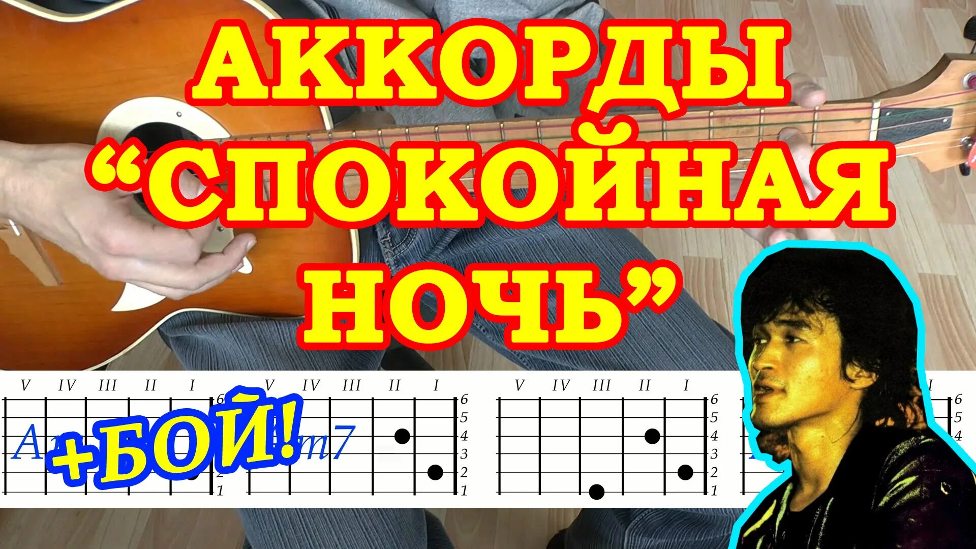 Спокойная ночь Цой аккорды. Бой Цоя на гитаре. Спокойная ночь табы.