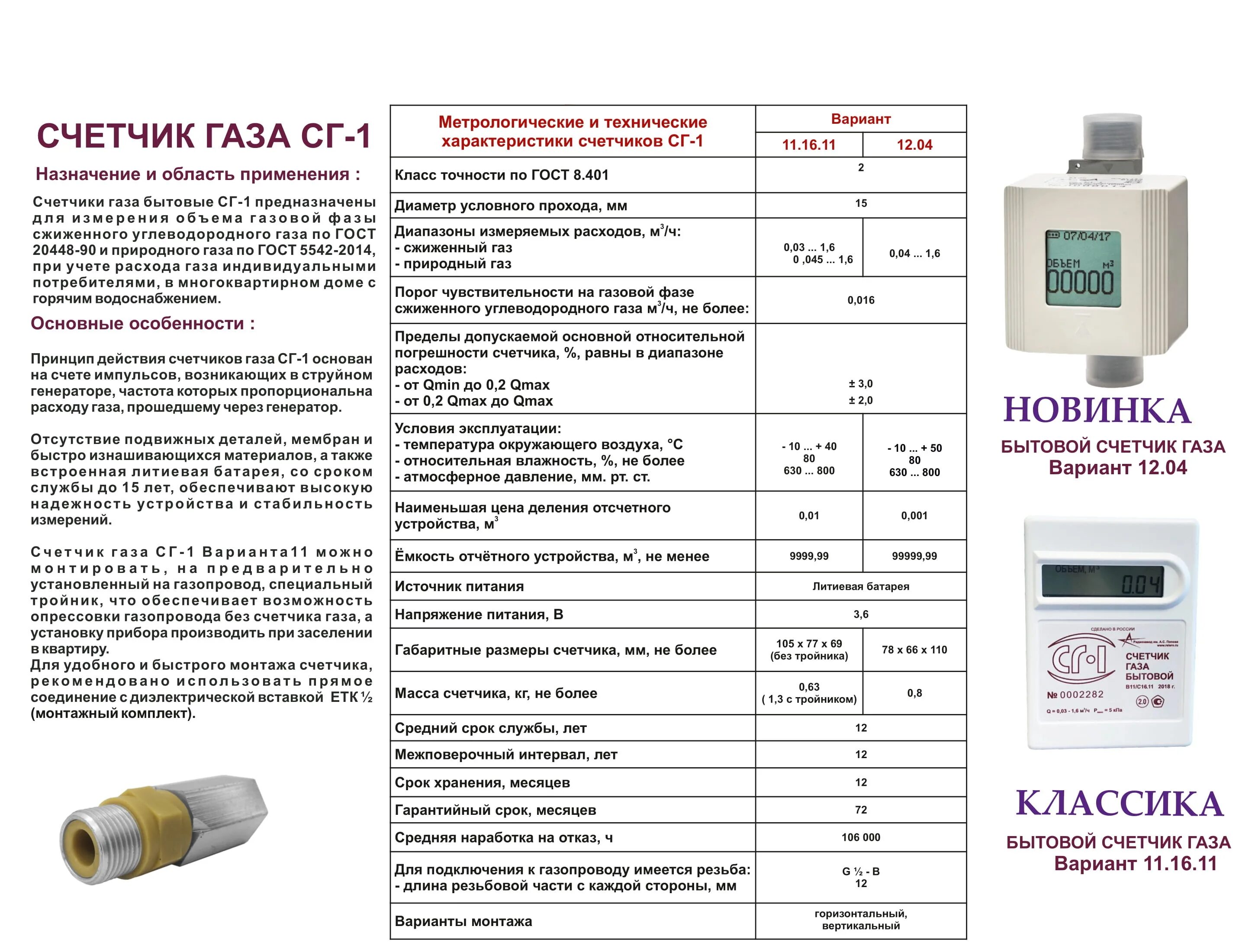 Службы газового счетчика