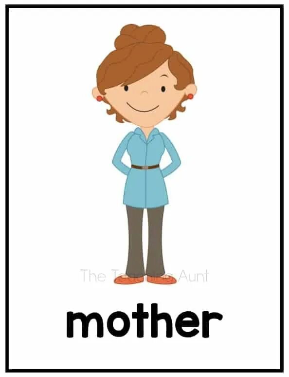 Мама flashcard. Aunt рисунок. Aunt картинки для детей. Рисунок девочки для описания по английскому. Her aunt a teacher.