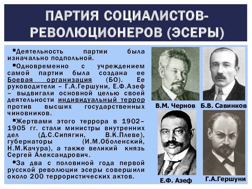 Представители партии эсеров 1917. Партия эсеров ((Лидеры в.м. Чернов и н.д. Авксентьев). Лидер партии социалистов-революционеров (ПСР. Партия социал революционеров в начале 20 века в России.