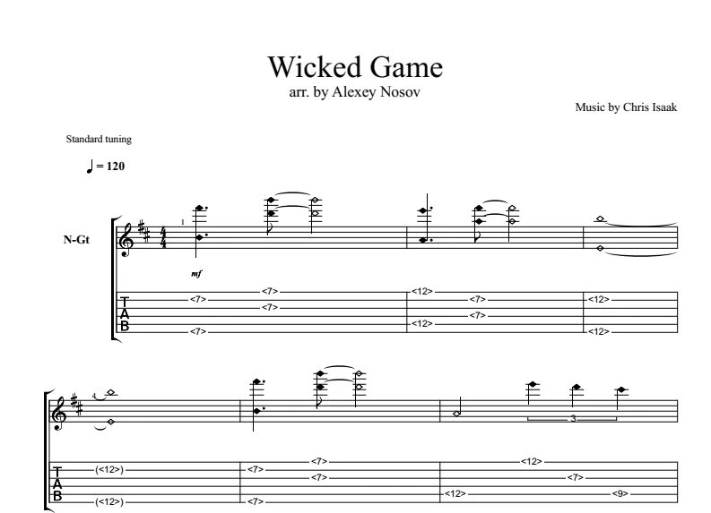Wicked game fredrik ferrier. Викед гейм табы. Wicked game Ноты для гитары. Chris Isaak гитара.