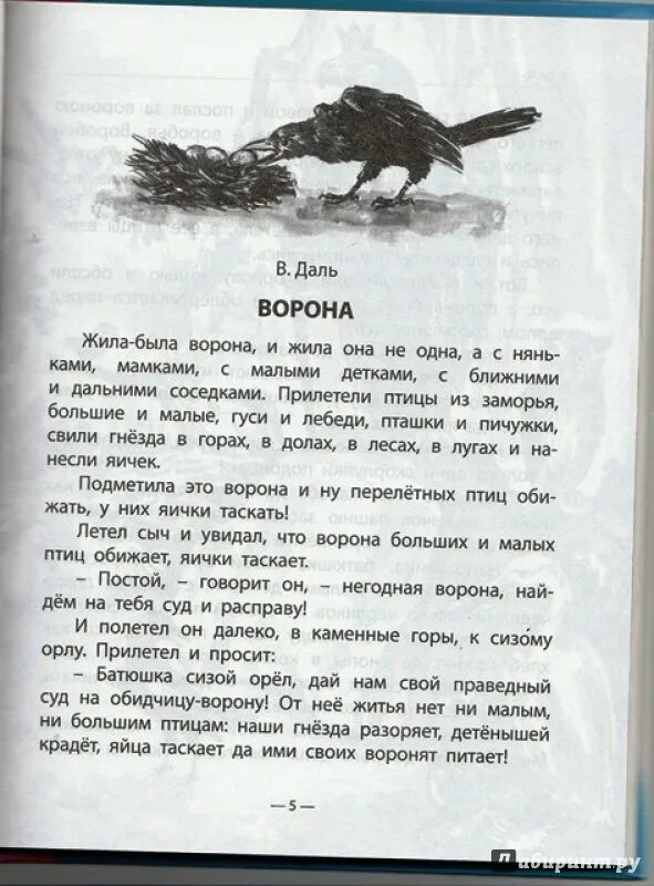 Сорока и ворона рассказ. Сказка Даля ворона. Ворона рассказ. Сказка про ворону.