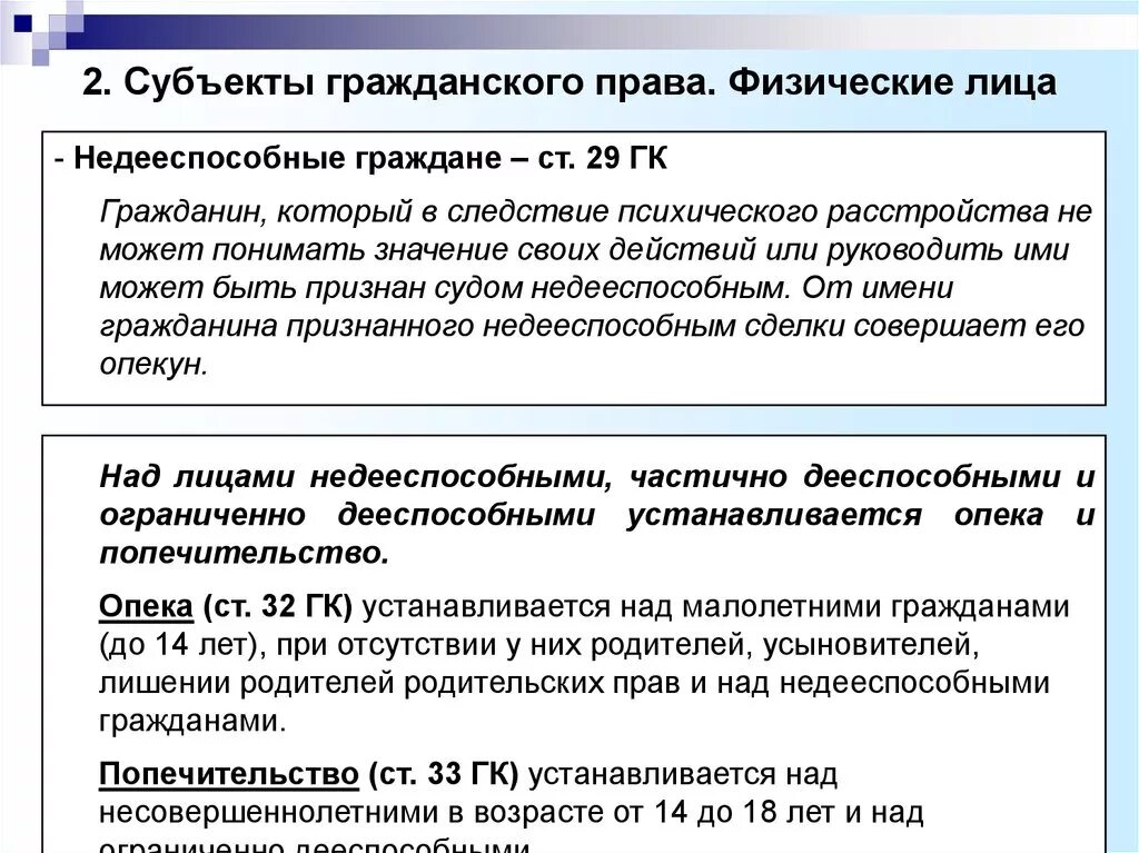 Субтекты гражданского право. Субъекты гражданских прав физические лица.