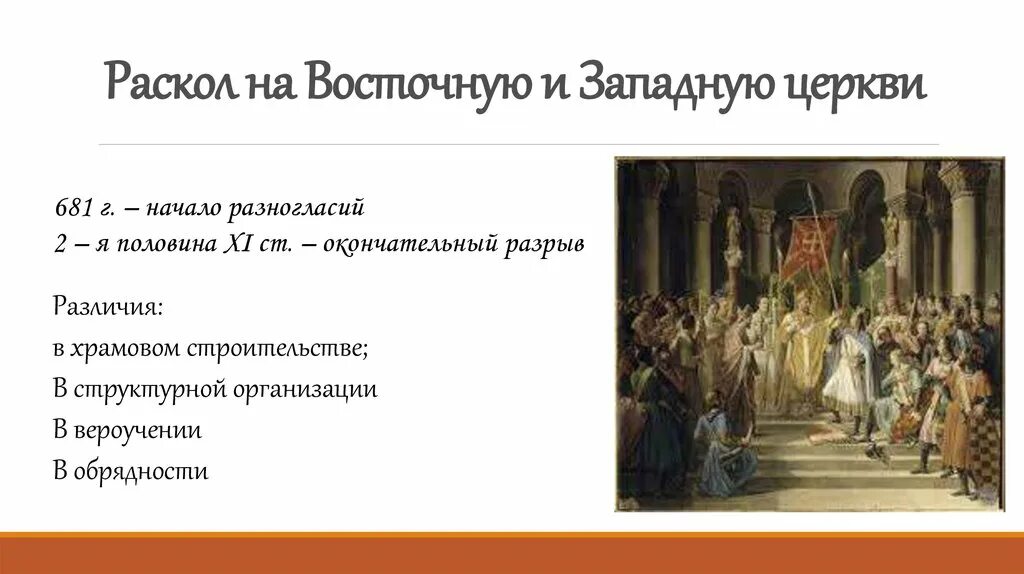 Раскол православной церкви 1054. 1054 Раскол христианской церкви. Причины церковного раскола 1054. Причины раскола церкви в 1054.